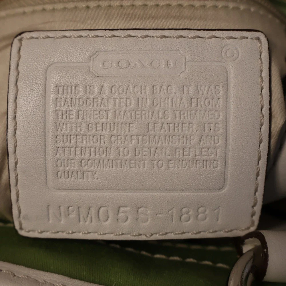 Vintage Y2K Coach Soho Buckle Satchel Bag Celery Green Canvas White Leather 1881